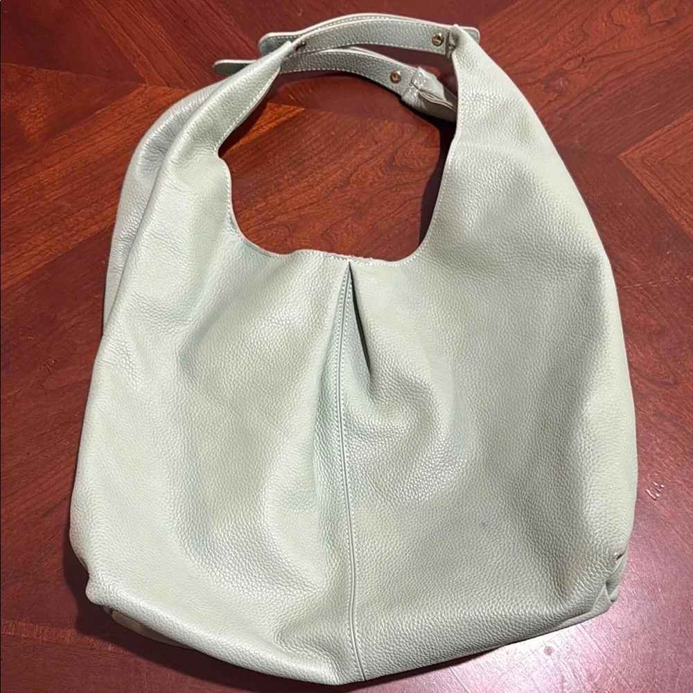 Lagoo leather mint green Hobo Bag with gold hardware